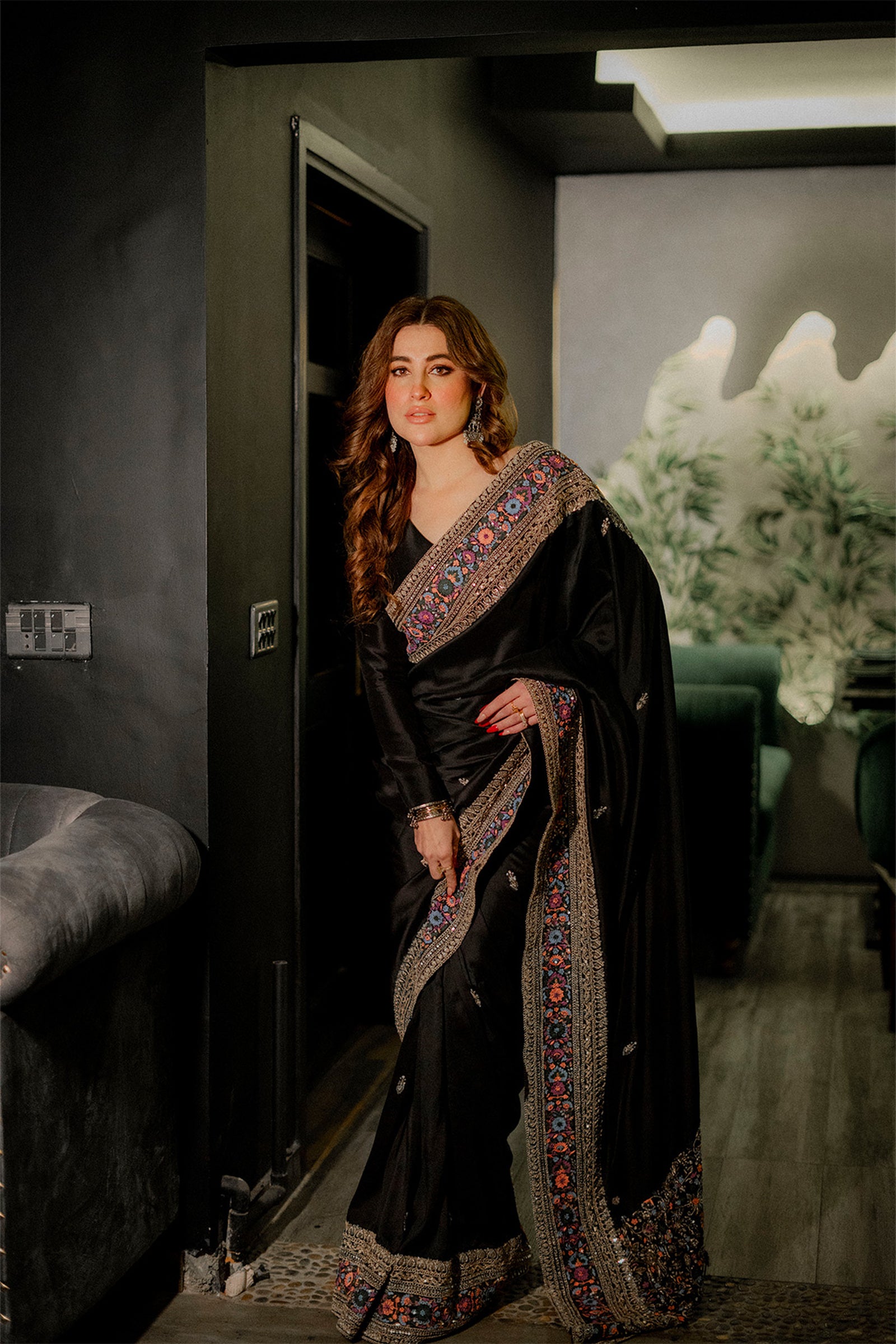 Black Saree by Nadia Khan